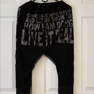Layered mesh Harem Pants Hip Hop Dance Style Black